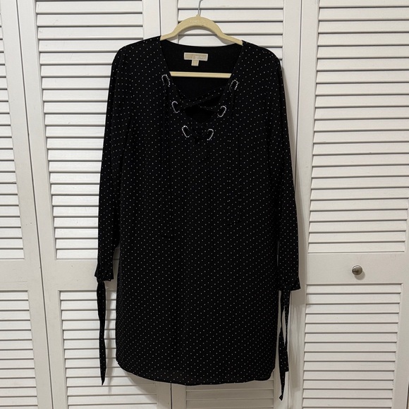 MICHAEL Michael Kors Black Dress with White Dots - Picture 1 of 3